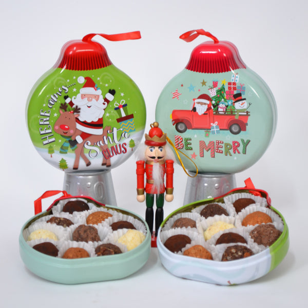 Trufas gourmet en lata navideña