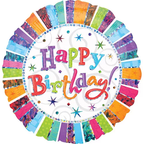 Globo Jumbo Happy Birthday Holográfico 95cm
