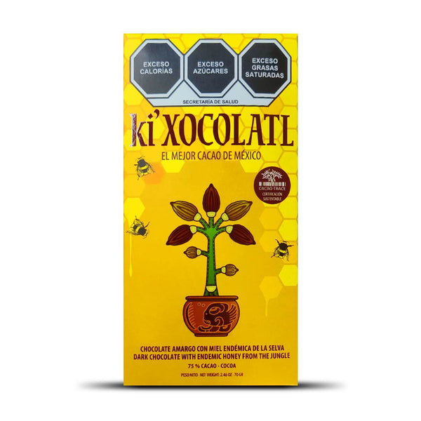Barra Gourmet "ki'Xocolatl" Chocolate Semiamargo con Miel Endémica de la Selva