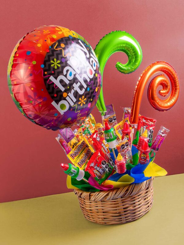 Canasta Dulces Picositos y Globo Cumpleaños