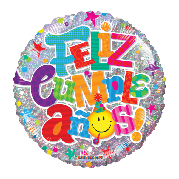 Globo Jumbo "Feliz Cumpleaños Emoji" 95cm Holográfico
