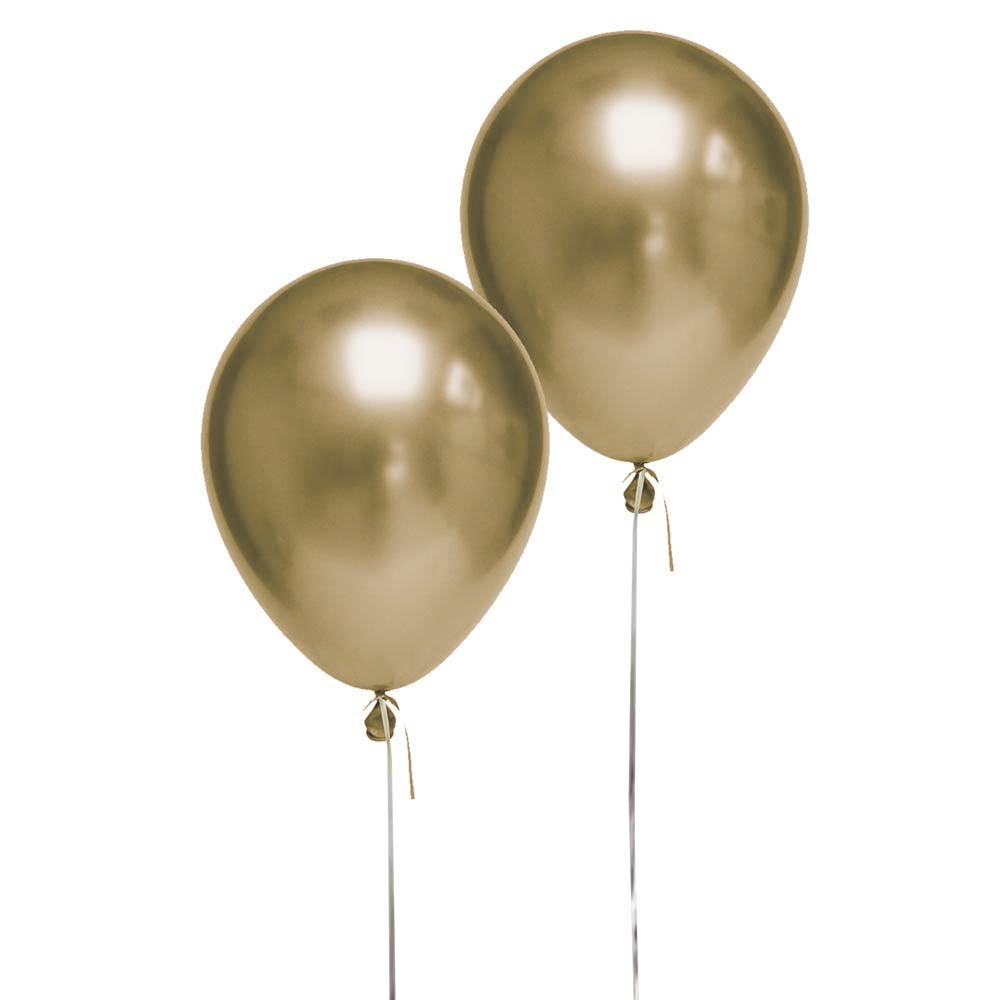 2 Globos Cromados 12" Oro