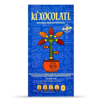 Barra Gourmet "ki'Xocolatl" Chocolate con Leche con Cacahuate Tostado y Sal de Quintana Roo