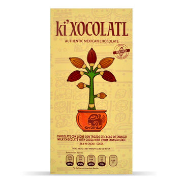 Barra Gourmet "ki'Xocolatl" Chocolate con Leche y Trozos de Cacao de Tabasco
