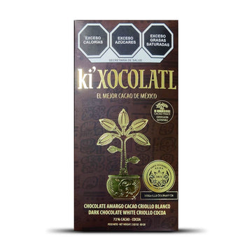 Barra Gourmet "ki'Xocolatl" Chocolate Amargo Cacao Criollo Blanco 72%