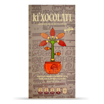 Barra Gourmet "ki'Xocolatl" Chocolate 85% Cacao con Nibs de Cacao