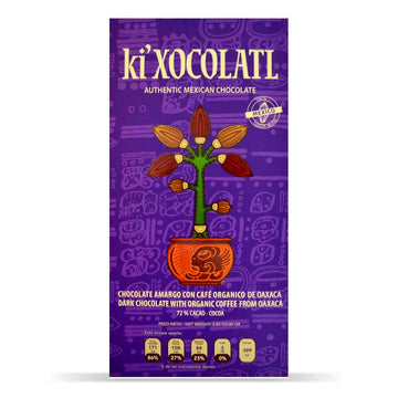 Barra Gourmet "ki'Xocolatl" Chocolate Semiamargo con Café Orgánico de Oaxaca