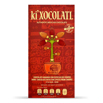 Barra Gourmet "ki'Xocolatl" Chocolate Amargo con Especias de Chiapas