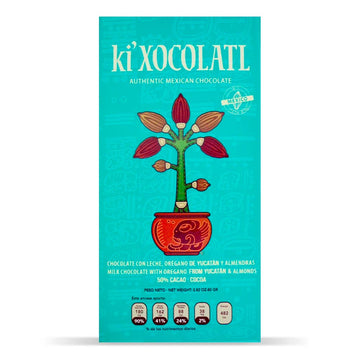 Barra Gourmet "ki'Xocolatl" Chocolate con Leche con Orégano de Yucatán y Almendras