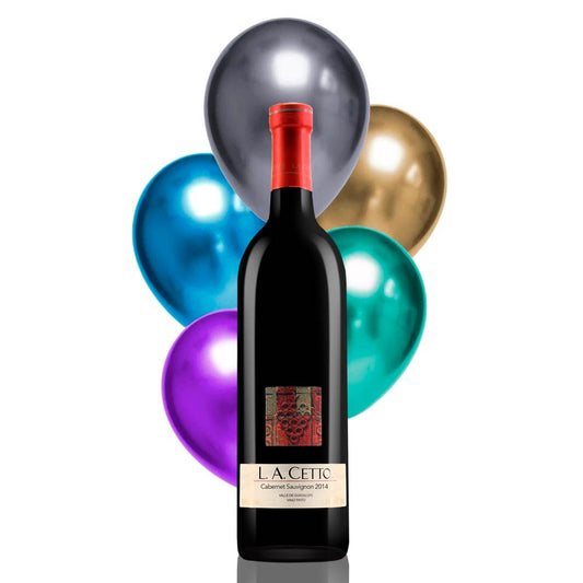 Bouquet de Globos Cromados + Vino Tinto