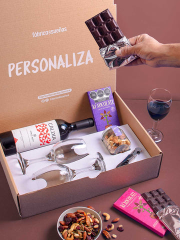 Personaliza Kit Vino y Chocolate Gourmet - Grande